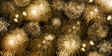 New Year's Eve fireworks gold golden background banner years year firework backgroundsの写真素材