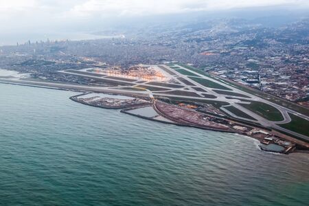 Beirut, Lebanon â February 16, 2019: Aerial photo of Beirut airport (BEY) in Lebanon.のeditorial素材