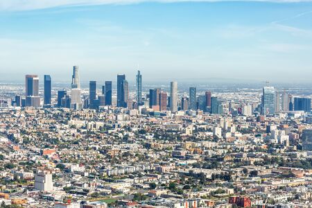 Los Angeles, California â€“ April 14, 2019: Downtown skyline city cityscape in Los Angeles,...