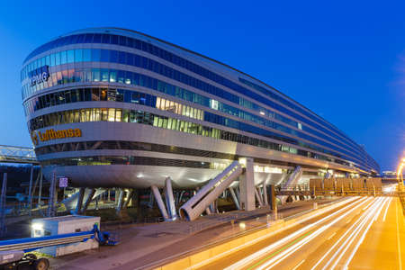 Frankfurt, Germany â April 7, 2020: The Squaire building at Frankfurt airport (FRA) in Germany.のeditorial素材
