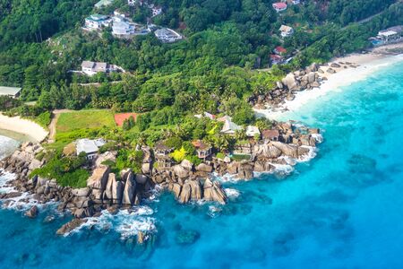 Seychelles landscape luxury villa beach MahÃ© Mahe vacation ocean aerial photo view travelの写真素材