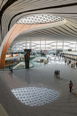 Beijing, China - September 30, 2019: Beijing Daxing New International Airport Terminal (PKX) in China.のeditorial素材