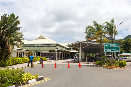 Mahe, Seychelles - February 9, 2020: Terminal of Mahe airport (SEZ) in the Seychelles.のeditorial素材