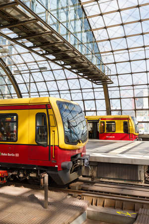 Berlin, Germany - August 20, 2020: S-Bahn Berlin suburban train S Bahn at main railway station...