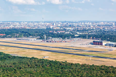 Berlin, Germany - August 19, 2020: Berlin Tegel TXL Airport Terminal aerial view photo in Germany.のeditorial素材