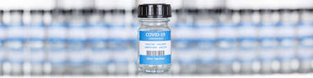 Coronavirus Vaccine bottle Corona Virus COVID-19 Covid vaccines copyspace copy space panoramic...