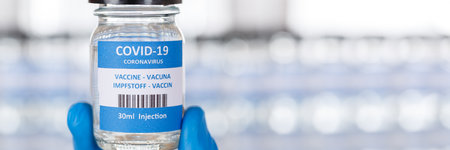 Coronavirus Vaccine bottle Corona Virus COVID-19 Covid vaccines copyspace copy space panoramic photo bottlesの写真素材