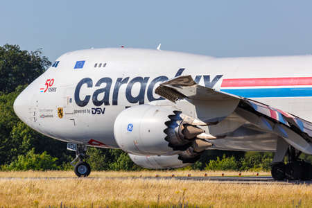 Findel, Luxembourg - June 24, 2020: Cargolux Boeing 747-8F airplane at Findel Airport (LUX) in...