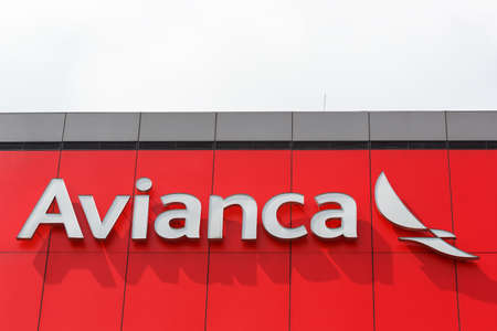 Bogota, Colombia - January 31, 2019: Avianca Logo at Bogota El Dorado airport (BOG) in Colombia.