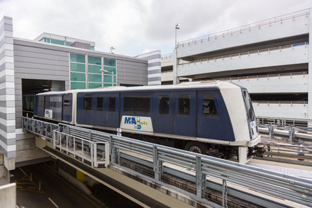 Miami, Florida - April 3, 2019: MIA People Mover Shuttle at Miami airport (MIA) in Florida.