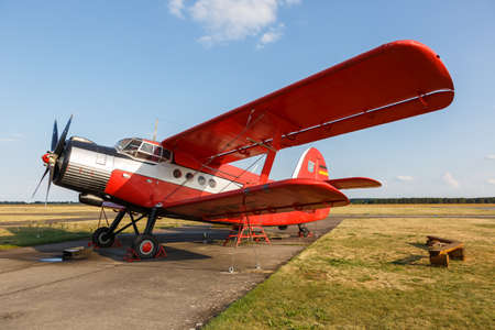 Strausberg, Germany - August 19, 2020: PZL-Mielec An-2T Antonow airplane at Strausberg airport in...