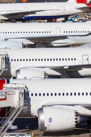 London, United Kingdom - July 31, 2018: Airplanes at London Gatwick airport (LGW) in the United Kingdom.のeditorial素材