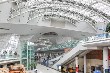 Incheon, South Korea - May 24, 2016: Transportation Center Station at Seoul Incheon Airport (ICN) in South Korea.のeditorial素材