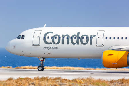 Heraklion, Greece - September 17, 2018: Condor Airbus A321 airplane at Heraklion Airport (HER) in...
