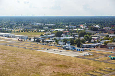 Strausberg, Germany - August 19, 2020: Strausberg Airport Terminal and Tower aerial view in Germany.のeditorial素材