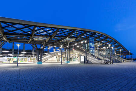 Hanover, Germany - August 8, 2020: Hannover Metro MRT Stadtbahn Station Messe Ost EXPO Plaza in Germany.のeditorial素材