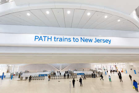 New York City, New York - February 28, 2020: World Trade Center PATH Station by Santiago Calatrava...