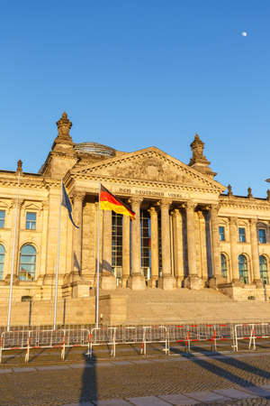 Berlin Reichstag Bundestag Parliament Government building copyspace copy space portrait format in Germany landmarkのeditorial素材