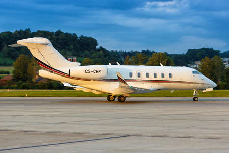 Zurich, Switzerland - July 22, 2020: NetJets Europe Bombardier Challenger 350 airplane at Zurich Airport (ZRH) in Switzerland.のeditorial素材