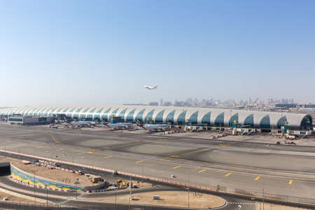 Dubai, United Arab Emirates - May 27, 2021: Overview of Dubai airport Terminal 3 (DXB) in the United Arab Emirates.のeditorial素材