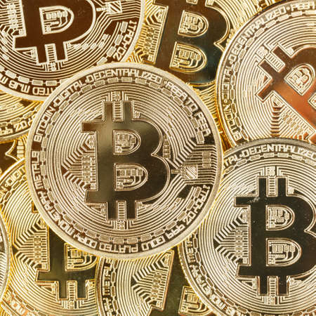 Bitcoin crypto currency paying online pay digital money cryptocurrency business finances square bit...
