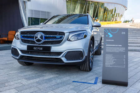 Stuttgart, Germany - September 15, 2019: Mercedes-Benz fuel cell car GLC F-Cell Daimler Mercedes Benz eco green clean energy in Stuttgart, Germany.のeditorial素材