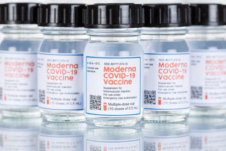 Stuttgart, Germany - March 19, 2021: Moderna Coronavirus Vaccine Corona Virus COVID-19 Covid vaccines in Germany.のeditorial素材