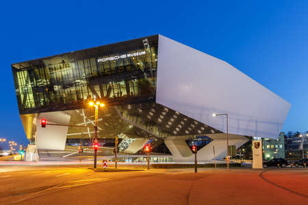 Stuttgart, Germany - March 2, 2021: Porsche museum headquarters headquarter architecture in Stuttgart, Germany.のeditorial素材