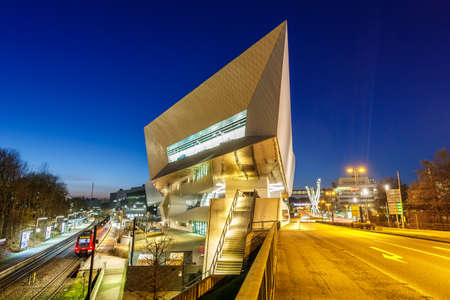 Stuttgart, Germany - March 2, 2021: Porsche museum headquarters headquarter architecture in Stuttgart, Germany.のeditorial素材
