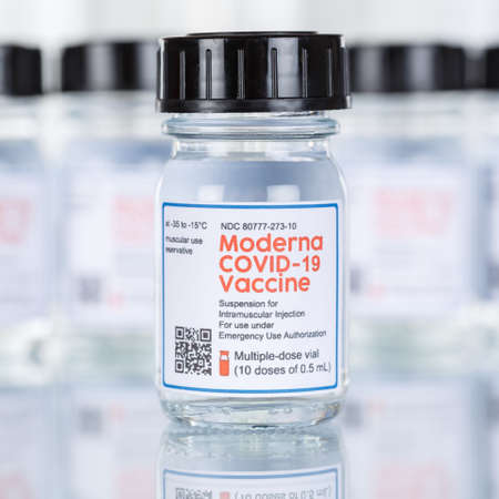 Stuttgart, Germany - March 19, 2021: Moderna Coronavirus Vaccine Corona Virus COVID-19 Covid vaccines square in Germany.のeditorial素材