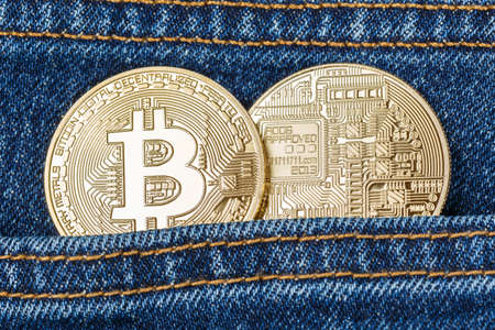 Bitcoin crypto currency paying online pay digital money cryptocurrency pocket business finances bit coinの写真素材