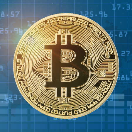 Bitcoin crypto currency paying online pay digital money cryptocurrency business finances square bit coinの写真素材