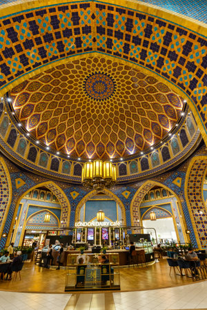 Dubai, United Arab Emirates - May 27, 2021: Ibn Battuta Mall London Dairy Cafe Luxury Shopping Center portrait format in Dubai, United Arab Emirates.のeditorial素材