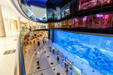 Dubai, United Arab Emirates - May 27, 2021: Dubai Mall Aquarium Luxury Shopping Center in Dubai, United Arab Emirates.のeditorial素材