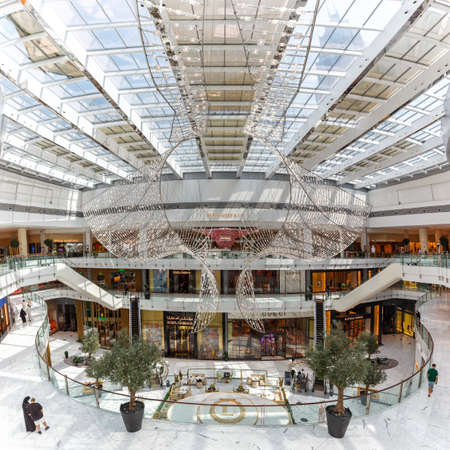 Dubai, United Arab Emirates - May 27, 2021: Dubai Mall Fashion Avenue Luxury Shopping Center square in Dubai, United Arab Emirates.のeditorial素材