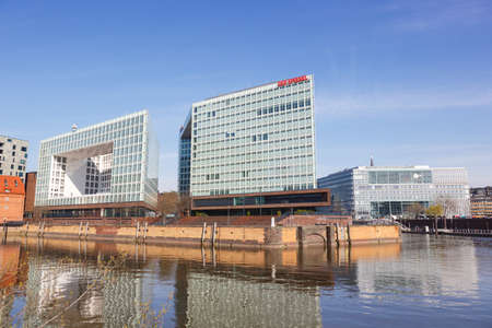 Hamburg, Germany - April 21, 2021: Der Spiegel headquarters at Ericusspitze in the HafenCity in Hamburg, Germany.のeditorial素材
