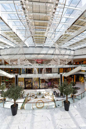 Dubai, United Arab Emirates - May 27, 2021: Dubai Mall Fashion Avenue Luxury Shopping Center portrait format in Dubai, United Arab Emirates.のeditorial素材
