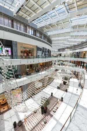 Dubai, United Arab Emirates - May 27, 2021: Dubai Mall Fashion Avenue Luxury Shopping Center portrait format in Dubai, United Arab Emirates.のeditorial素材