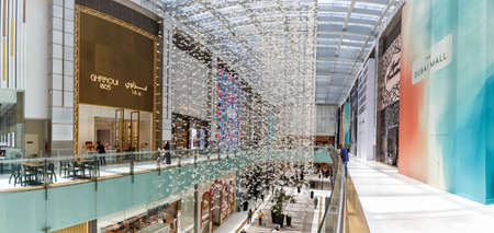 Dubai, United Arab Emirates - May 27, 2021: Dubai Mall Fashion Avenue Luxury Shopping Center panorama in Dubai, United Arab Emirates.のeditorial素材