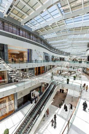 Dubai, United Arab Emirates - May 27, 2021: Dubai Mall Fashion Avenue Luxury Shopping Center portrait format in Dubai, United Arab Emirates.のeditorial素材