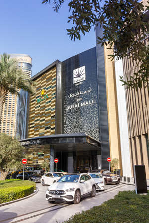 Dubai, United Arab Emirates - May 27, 2021: Dubai Mall Luxury Shopping Center portrait format in Dubai, United Arab Emirates.のeditorial素材