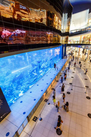 Dubai, United Arab Emirates - May 27, 2021: Dubai Mall Aquarium Luxury Shopping Center portrait format in Dubai, United Arab Emirates.のeditorial素材