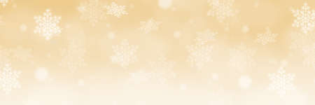 Christmas background pattern card golden Gold banner panorama wallpaper with copyspace copy space snowflakesの写真素材