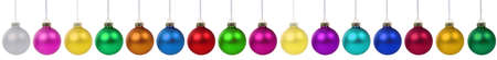 Christmas ball balls baubles bauble decoration banner colorful in a row isolated on a white backgroundの写真素材