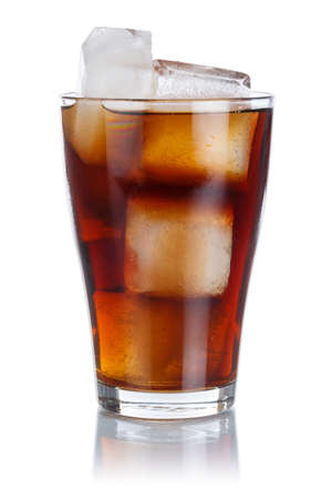 Cola drink lemonade soft drink in a glass isolated on a white backgroundの写真素材