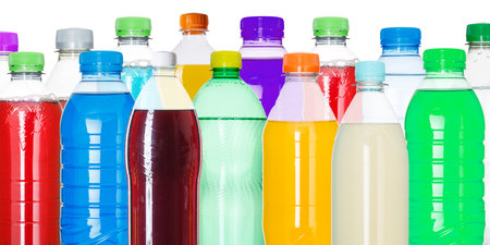 Drinks lemonade cola drink soft drinks in bottles background bottle isolated on whiteの写真素材