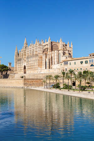 Cathedral Catedral de Palma de Mallorca La Seu church architecture travel traveling holidays vacation portrait format city in Spainの写真素材