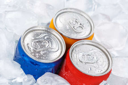 Drinks lemonade cola drink soft drinks in cans canの写真素材