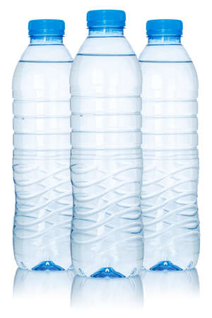 Water drinks in bottles isolated on a white backgroundの写真素材