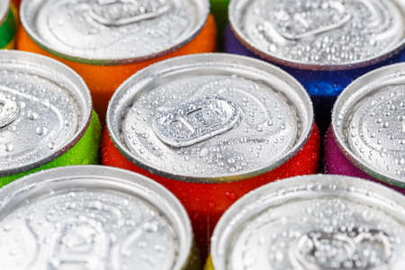 Drinks lemonade cola drink soft drinks in cans canの写真素材